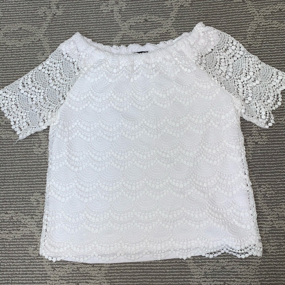 Talbots Lace Blouse White 6P